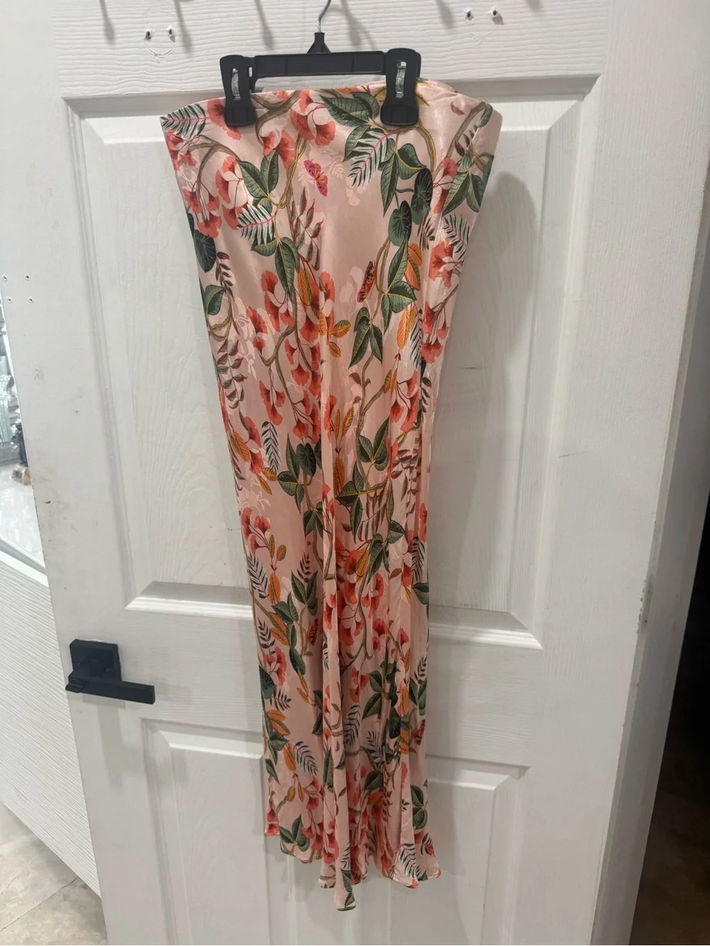 LOFT Floral Peach and Green Maxi Skirt